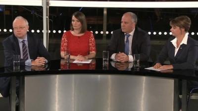 Leighton Andrews, Kirsty Williams, Andrew RT Davies and Leanne Wood took part in a Wales Report debate on Monday