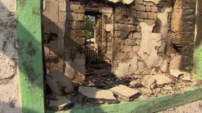 Rubble of destroyed Khryashchuvate home