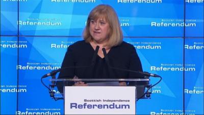 Chief counting officer Mary Pitcaithly announces the final verdict of the Scottish independence referendum.