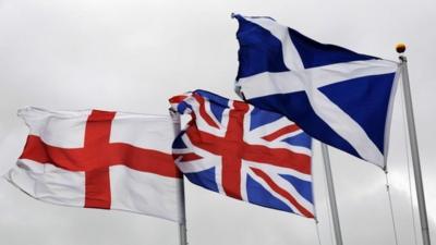 St George, Union and Scottish flags