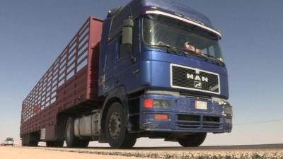 Lorry at Karameh border crossing, Jordan