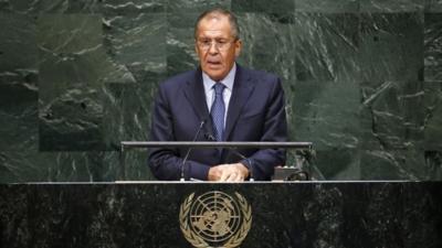 Russia's Foreign Minister Sergei Lavrov addresses the 69th United Nations General Assembly