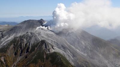 Smoke rising from Mount Ontake