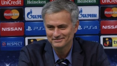 Chelsea manager Jose Mourinho speaking after the 1-0 victory over Sporting Lisbon