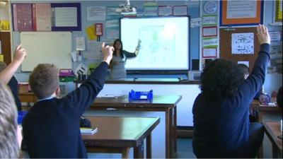 Schoolchildren at Treorchy Comprehensive School