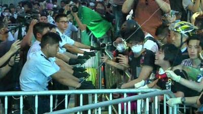 Hong Kong police and protesters