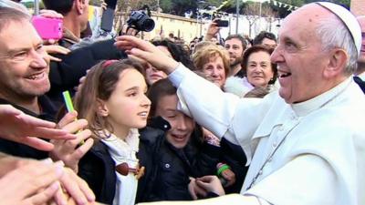 Pope Francis greets crowds