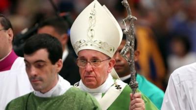 Pope attends Mass as synod meets