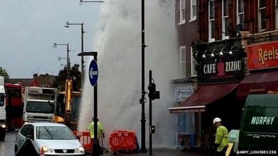 Burst water main on King Street