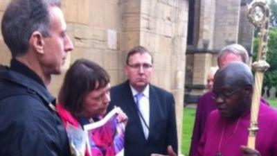 Peter Tatchell outside Southwell Minster