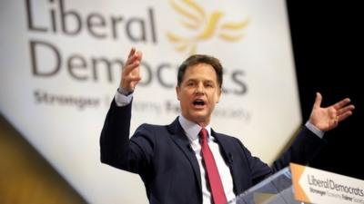 Nick Clegg at his party conference