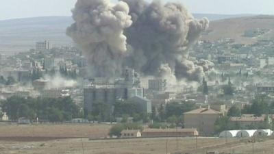 Smoke rising above Kobane