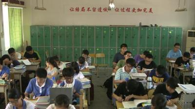 Students in a classroom in China