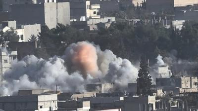 Smoke rising over Kobane