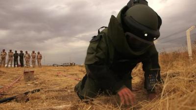 Training exercise to find explosives