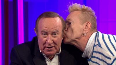 Andrew Neil kissed by John Lydon during This Week