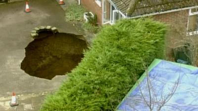 Aerial view of a sinkhole