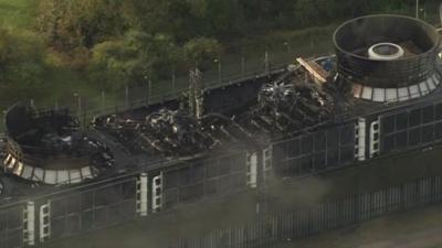 Aerial shot of aftermath of fire at Didcot B power station