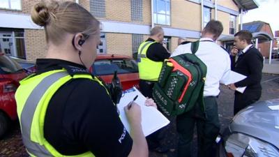 Police officers and medics