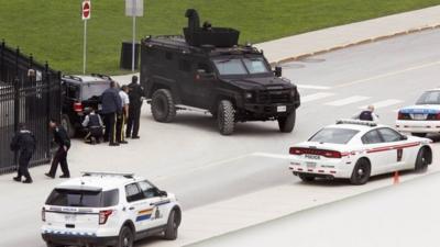 Police officers near Parliament Hill