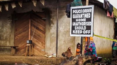 A quarantined home in Sierra Leone