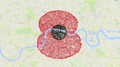 Outline map of a poppy run