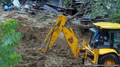 Bulldozer used during rescue operations