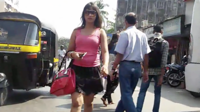 Lady walking in India