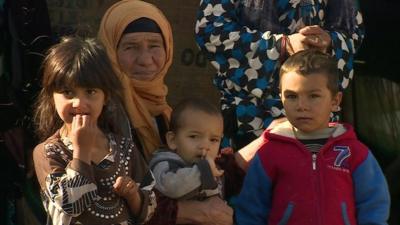 Syrian refugees at a camp in Lebanon