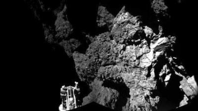 The Philae probe after landing on the 67P comet.