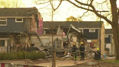 The house destroyed after the gas explosion