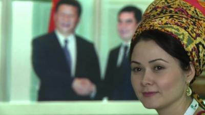 Turkmen woman in traditional dress