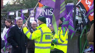 Dave Prentis at a picket line