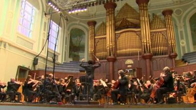 Ulster Orchestra rehearsing in the Ulster Hall