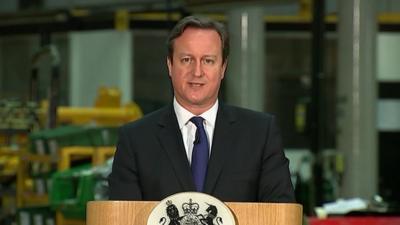 PM David Cameron making speech about plans to curb benefits for immigrants