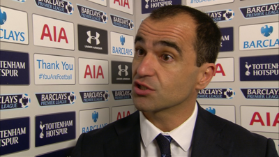 Everton manager Roberto Martinez complains that a handball by Tottenham defender Federico Fazio "should been spotted" by the officials during his side's 2-1 defeat at White Hart Lane