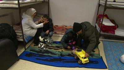 Syrian asylum seekers in a refugee camp in Germany