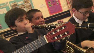 Children playing instruments