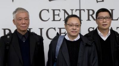 Protest leaders outside police station