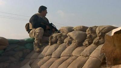 Fighter on sandbags