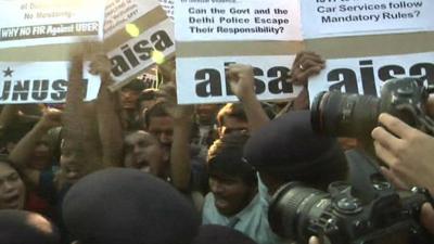 Protesters and police