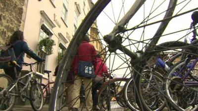 Students and bicycles