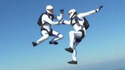 Skydivers in mid-air