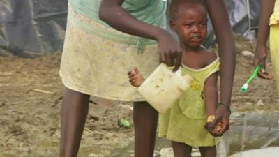 A child on a refugee camp