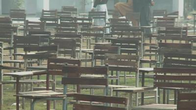 Empty school desks