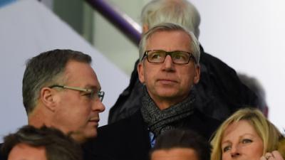 Prospective Crystal Palace boss Alan Pardew watches from the stands at Villa Park.