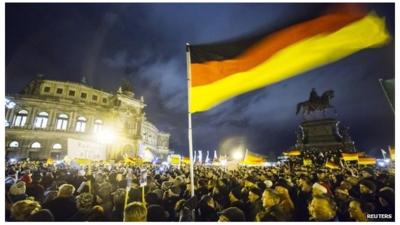 A Pegida rally in Dresden, Germany