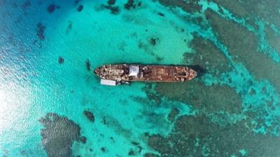 Drone view of ship