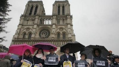 People in front of Notre Dame Cathedral