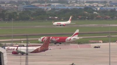 Planes on runway